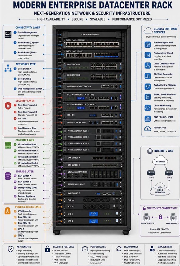 Enterprise data center design with server racks